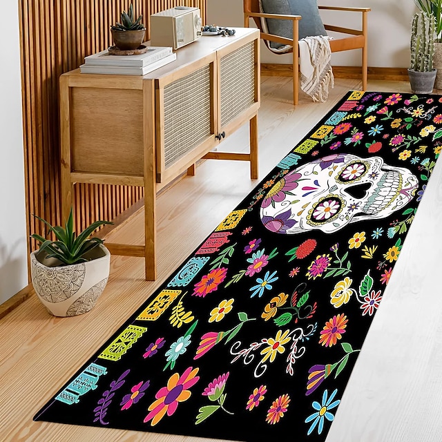 Halloween Floor Mat Day of Dead Non-Slip Rug Indoor Outdoor Mat Bedroom ...