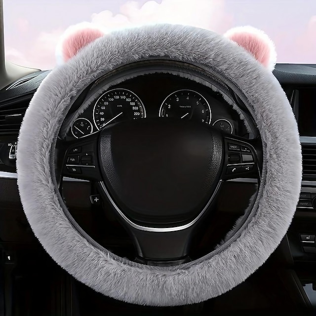  1 PCS Plush Car Steering Wheel Cover Easy to Install Universal Fit For 14