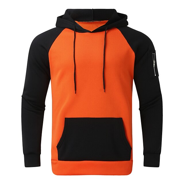  Homme Sweat à capuche Noir Jaune Rouge Bleu Orange Capuche Bloc de couleur Sport & Loisir du quotidien Vacances Vêtement de rue Frais Décontractées Printemps & Automne Vêtement Tenue Pulls Capuche