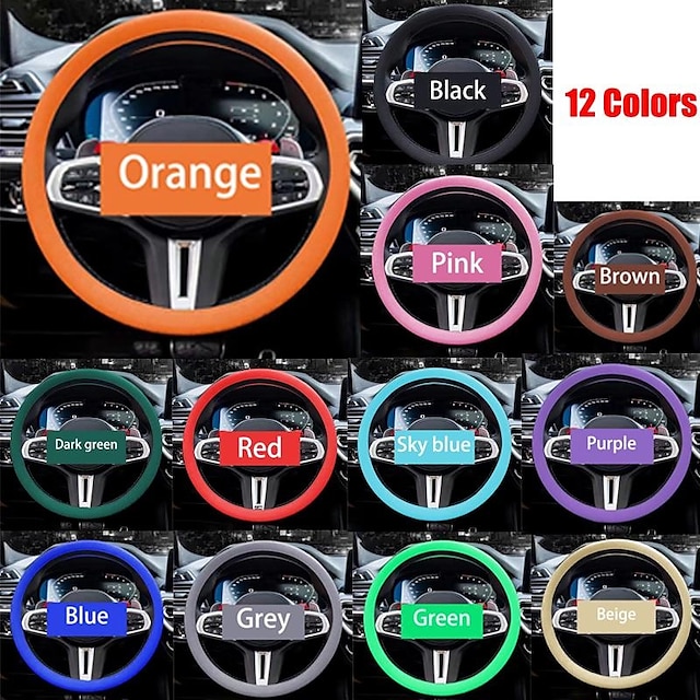  1Pc Car Silicone Steering Wheel Cover Sweat Absorption Three-dimensional Non-slip Sleeve Wear-resistant Easy To Remove Steering Wheel Cover