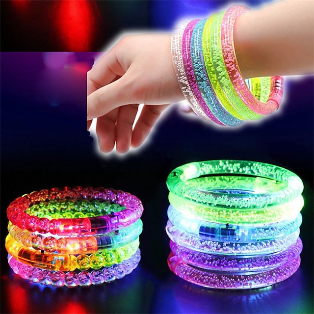  10/ Pcs LED Light Up Bracelets Neon Glowing Bangle Luminous Wristbands Glow in The Dark Party Supplies for Kids Adults