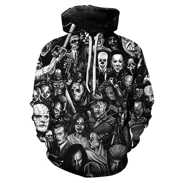  Halloween Zombie Hoodie Print 3D Front Pocket Graphic For Couple's Men's Women's Adults' Halloween Carnival Masquerade 3D Print Vacation Halloween