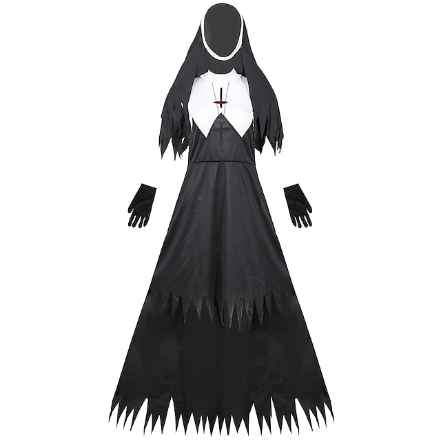 The Nun Zombie Cosplay Costume Masquerade Adults' Women's Cosplay Party / Evening Halloween Carnival Masquerade Easy Halloween Costumes Mardi Gras
