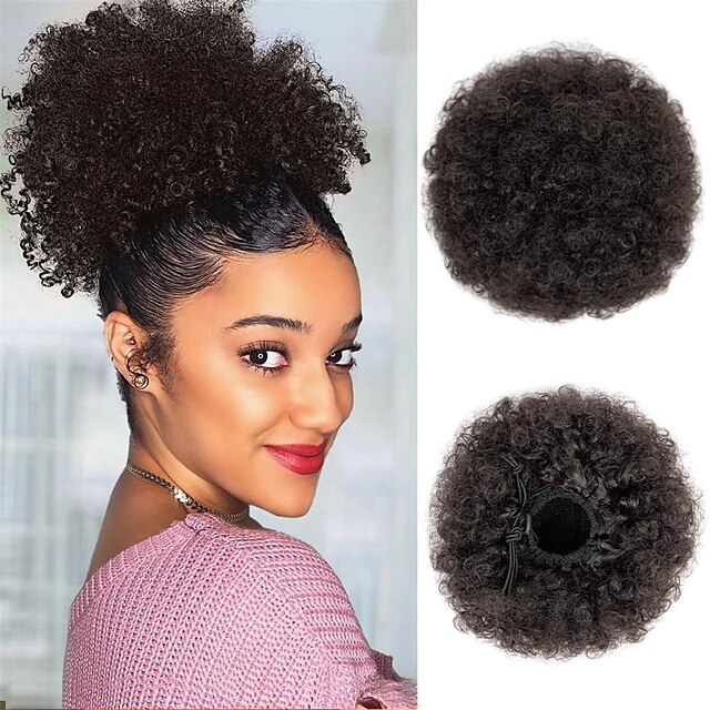 Afro Puff Drawstring Ponytail Short Synthetic Kinky Curly Bun Hair 