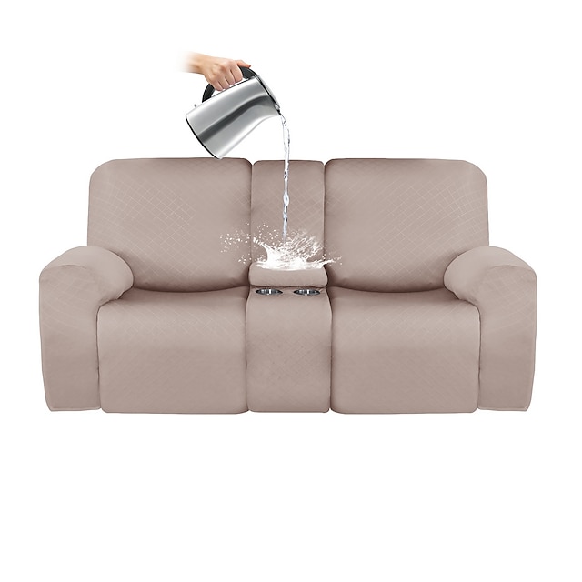 Waterproof Reclining Loveseat with Middle Console Slipcover8Piece