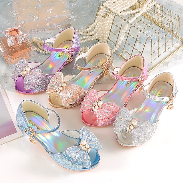  Girls' Sandals Dress Shoes Flower Girl Shoes Princess Shoes School Shoes Glitter Portable Breathability Non-slipping Princess Shoes Big Kids(7years +) Little Kids(4-7ys) Daily Prom Walking Shoes