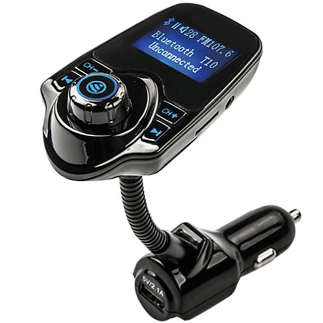  NEW T10 Hands-free Bluetooth Car Kit MP3 Music Player FM Transmitter 5V 2.1A USB Car Charger 1.44