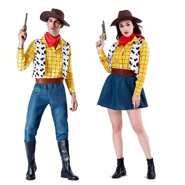  Toy Story Cowgirl Cowboy Woody Halloween Group Couples Costumes Men's Women's Movie Cosplay Cosplay Costumes Yellow Costume Halloween Carnival Masquerade Polyester