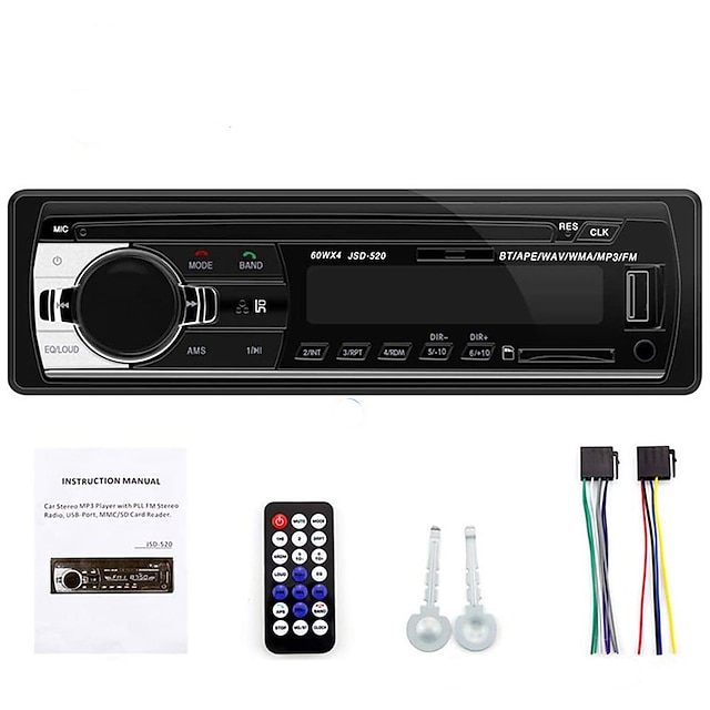  New 12V Bluetooth Car Stereo FM Radio MP3 Audio Player 5V Charger USB&SD/AUX/APE/FLAC Car Electronics Subwoofer In-Dash 1