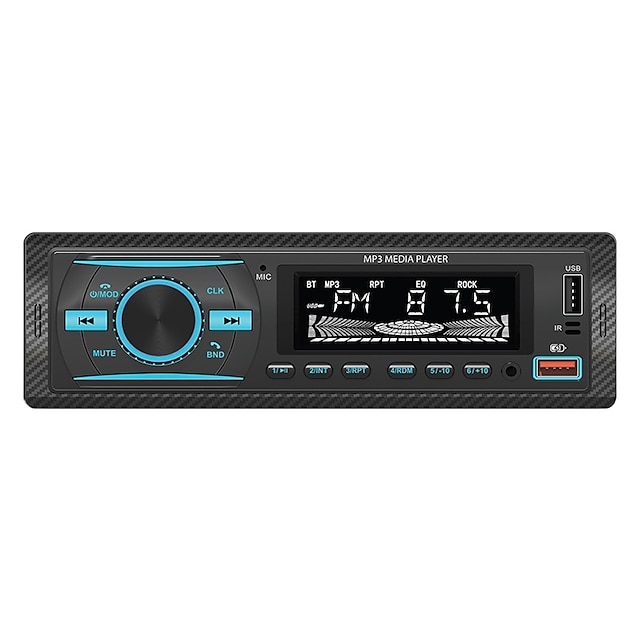  1Din Car Radio Receiver Bluetooth MP3 Player Auto Audio Stereo FM USB SD AUX-in IR Remote Charging 7-Color Backlight 12V
