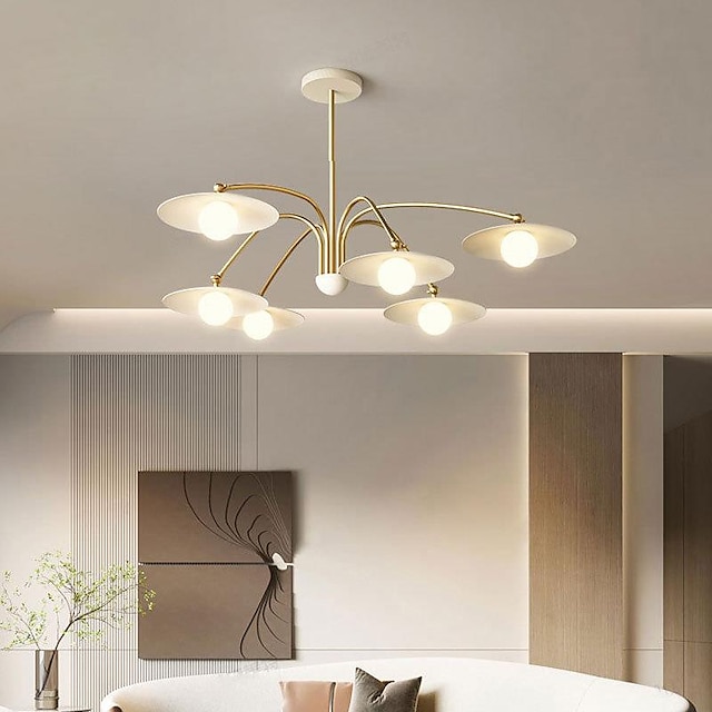  מנורת תאורת נברשת LED מודרנית 6/8 ראש 3 צבע לבן מתכת זכוכית אור גוף מתקן לסלון חדר שינה 110-240v
