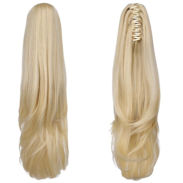 Clip-in-Pferdeschwanz-Clip-Klaue, blonde Pferdeschwanz-Verlängerung, gerade, 18, 110 g, synthetisch wie echtes Haar, Kunsthaarteile, einfach zu verwenden, flauschig &nicht verheddert