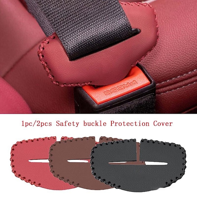  Hebilla del cinturón de seguridad del coche, cubierta de protección con clip, protector de cinturón de seguridad interior de cuero, cubierta antideslizante, accesorios de seguridad para el coche
