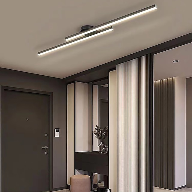  Minimalist Ceiling Light Long Strip Semi Flush Mount Ceiling Lamp, Modern Chandeliers Linear Close-to-Ceiling Lights for Living Room Bedroom Hallway Kitchen ONLY DIMMABLE with REMOTE CONTROL 110-240V