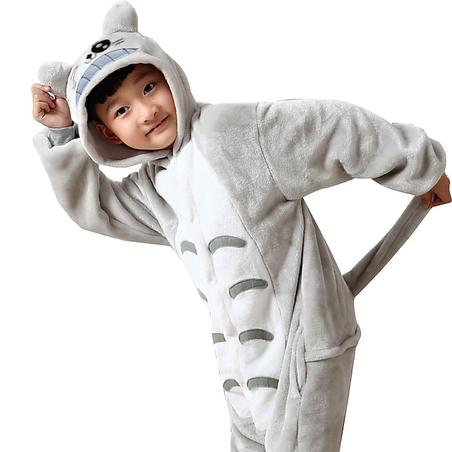  Dla dzieci Piżama Kigurumi Anime Totoro Zwierzę Piżama Onesie zabawny kostium Flanela Polar Cosplay Dla Chłopcy i dziewczęta Święta Animal Piżamy Rysunek