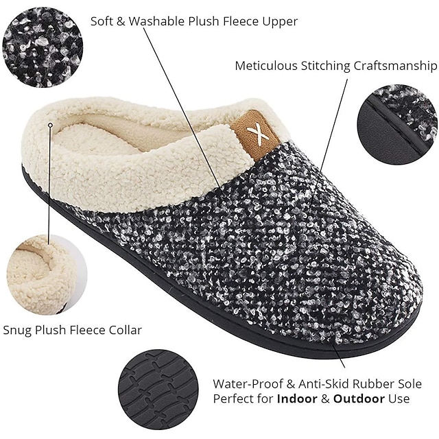  Voor heren Pantoffels en slippers Slippers Casual Huis Fluweel Elastische stof Anti-slip Zwart Grijs Zwart Khaki Herfst Winter