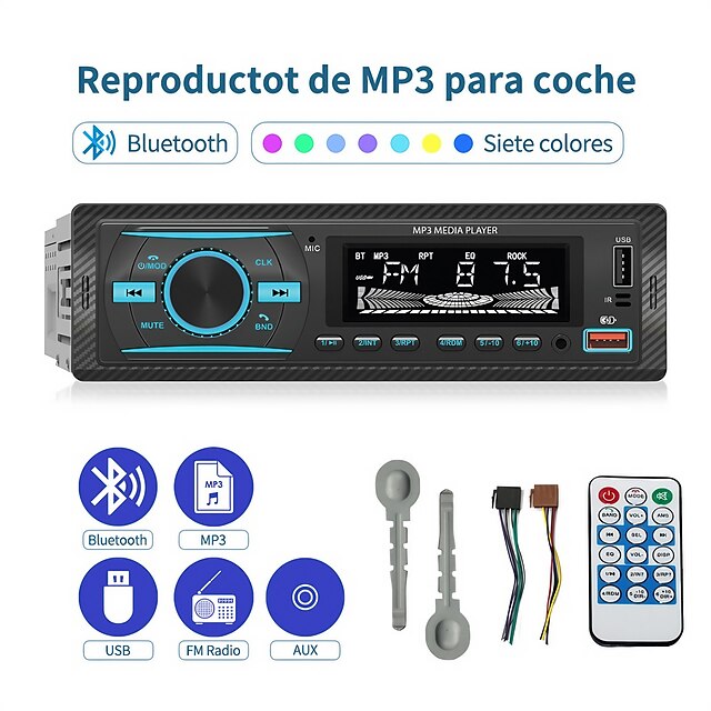 1Din Car Radio Receiver Bluetooth MP3 Player Auto Audio Stereo FM USB