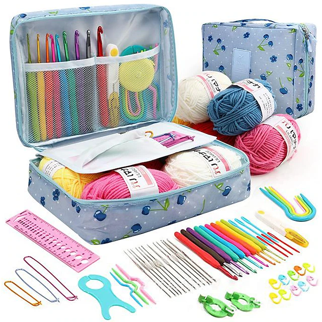 58PCS Crochet Kit Beginners Crochet Set with Crochet Yarn, Portable ...