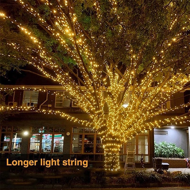  10M-100Leds/20M-200Leds/30M-300Leds Solar Copper Wire Light String Outdoor Waterproof Garden Decorative Lights Christmas Festival Lights Remote Control Solar Lights