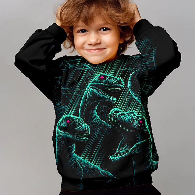 Boys 3D Animal Dinosaur Sweatshirt Pullover Long Sleeve 3D Print Fall Winter Fashion Streetwear Cool Kids 3-12 Years 4-12 Years Outdoor Casual Daily Regular Fit 8