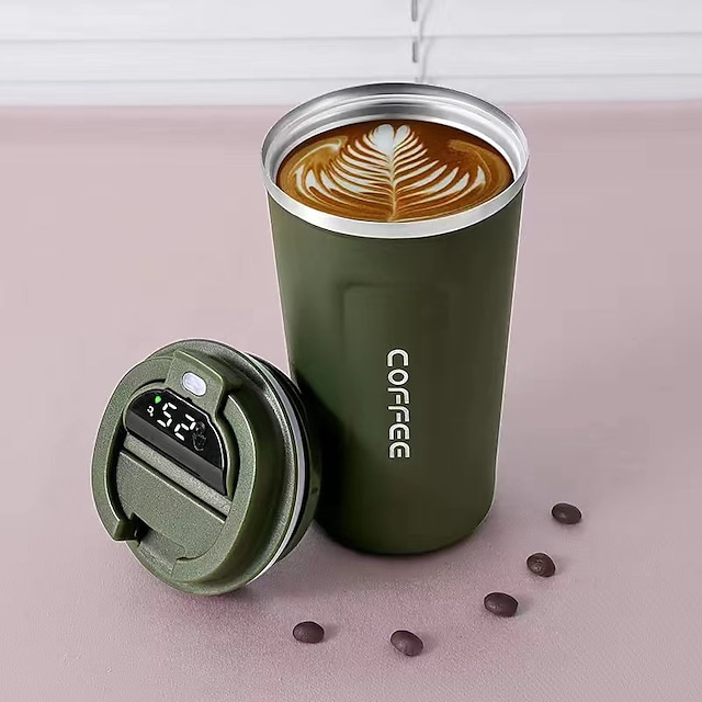 Coffee Mug Smart Travel Thermos Cup Temperature Display Stainless Steel ...