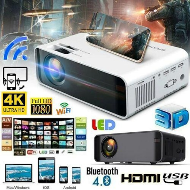  Projector 23000 Lumens 1080P 3D LED 4K Mini WiFi Video Home Theater Cinema HDMI