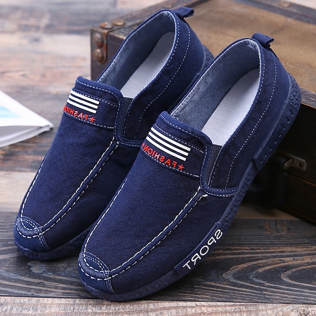  Men's Loafers & Slip-Ons Cloth Loafers Comfort Shoes Walking Sporty Casual Outdoor Daily Canvas Breathable Comfortable Slip Resistant Loafer Black Navy Blue Grey Summer Spring