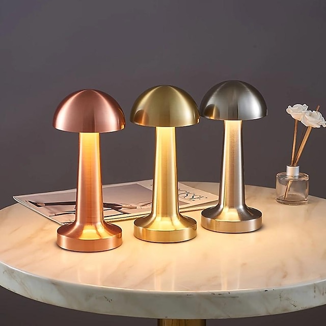  Nordic Modern Mushroom Table Lamp with Iron Touch Switch LED Bedside Lamp for Living Room Bedroom Study Room and Home Office