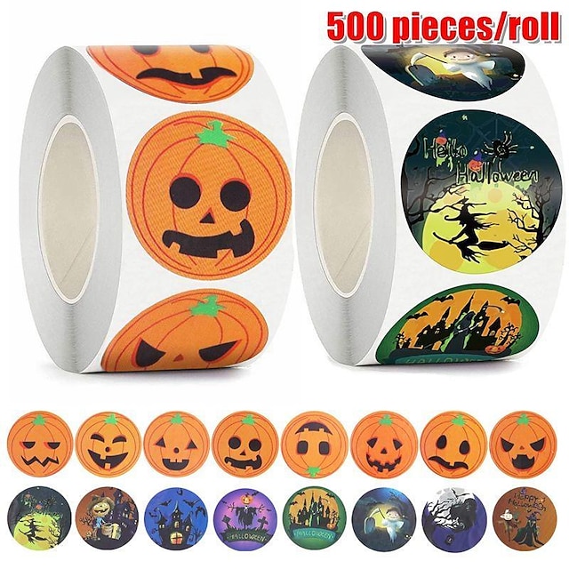  500 stuks/rol halloween pompoen ronde sticker envelop afdichting etiketten sticker halloween feestartikelen benodigdheden