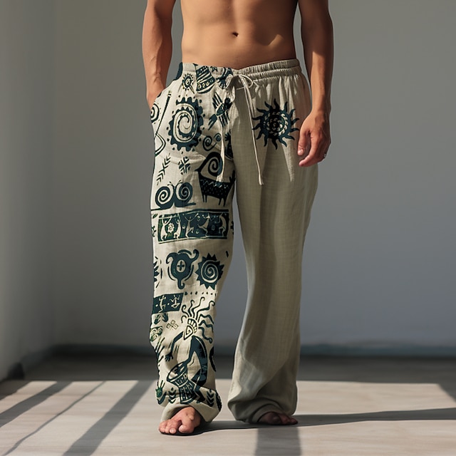 Pantalon Yoga 100% Coton Homme Femme - Pantalon Plage Décontracté Respirant
