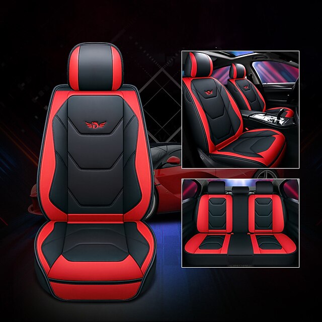  Juego completo de lujo para 5 asientos funda de asiento delantero de coche universal 5D de PU impermeable almohadilla de protector de asiento transpirable