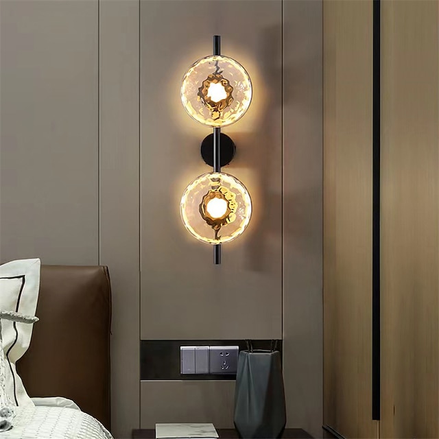  luz de parede interna led vidro 1/2 luzes interior moderna simples lâmpada de parede led lâmpada de parede de silicone é aplicável ao quarto sala de estar banheiro corredor branco quente 110-240v