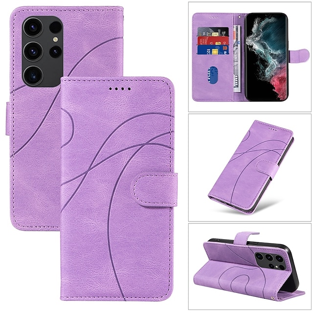  telefon Carcasă Pro Samsung Galaxy S25 S23 S22 S21 FE S21 Ultra Plus A14 A23 A32 Pouzdro na peněženku s poutkem na zápěstí Sloty pro držáky karet Stojánek Geometriské vzory TPU PU kůže