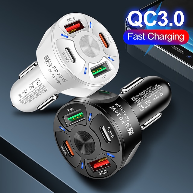  Dual USB C Car Charger Fast Charging USB PD QC3.0 Type C Fast Charger For iPhone Samsung Xiaomi Car Phone Charger Adapter