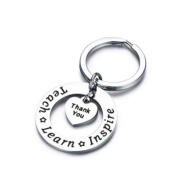  1pc Love Double Ring Thanksgiving Zinc Alloy Keychain, Letters Thank You Holiday Gift, Party Event Gift Jewelry For Men