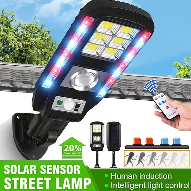  Cob-LED-Solarstrom-Straßenwandleuchten für den Außenbereich, 5800 W/3500 W/2000 W/100 W, Wandleuchte, Bewegungs-Pir-Sensor, Beleuchtung, 3 Modi, wasserdichte Gartenlampe mit Fernbedienung