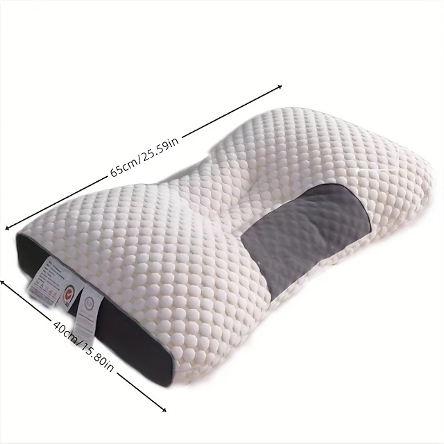 1pc Knitted Cotton Thin Pillow With Cervical Neck Protection Sleep ...