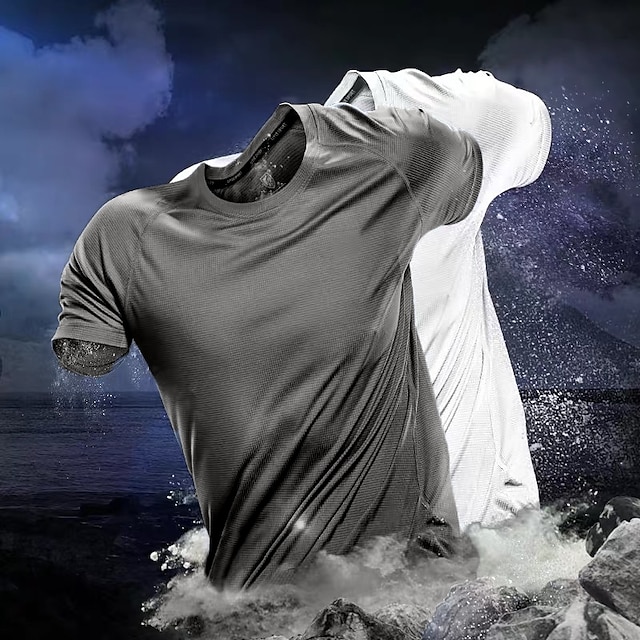  Miesten T-paita Kosteutta siirtävät paidat Tavallinen Tiukka pyöreä kaula-aukko Katu Pyhäpäivä Lyhythihainen Vaatetus Muoti Suunnittelija Vapaa-aika Mukava