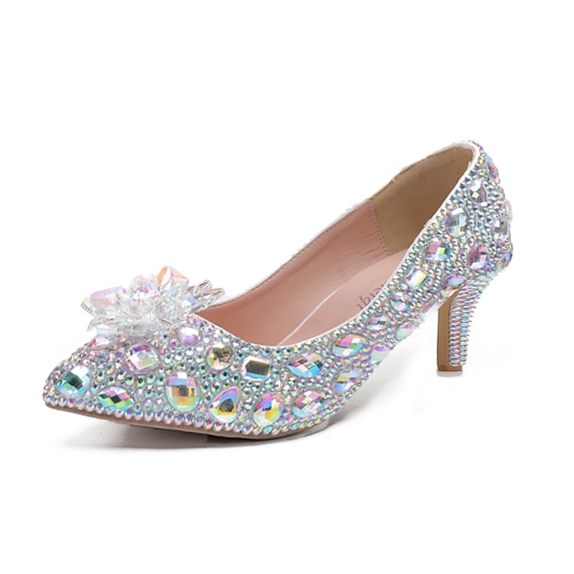  Women's Wedding Shoes Pumps Valentines Gifts Bling Bling Evening Bag Party Polka Dot Wedding Heels Bridal Shoes Bridesmaid Shoes Rhinestone Crystal Sparkling Glitter Low Heel Pointed Toe Vintage Sexy