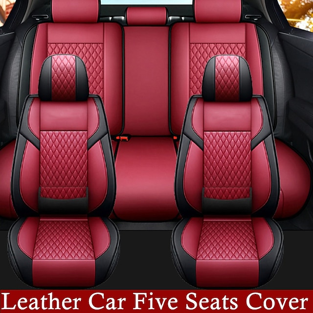  Car Seat Cover Universal Auto Seat Cover PU Leather Car Five Seats Cover Pad Breathable Seat Pad Cushion Car Accessories for Most Model