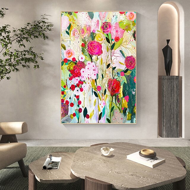 Handmade Oil Painting Canvas Wall Art Decor Original Flower Painting ...