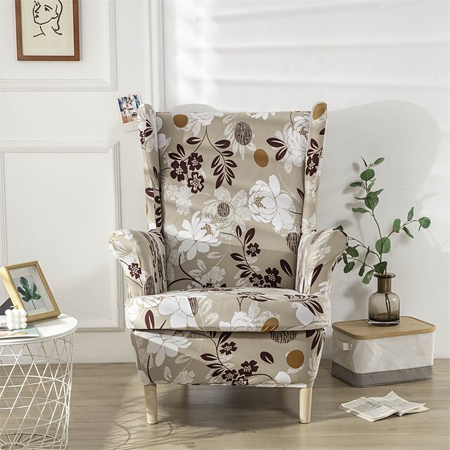Floral Wingback Chair Cover Wing Chair Slipcovers Spandex Stretch