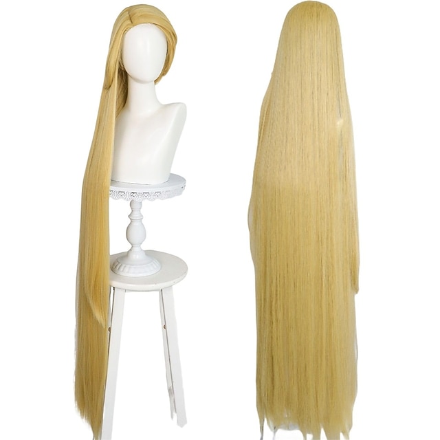  Parrucche Lunghe Bionde da 42 Pollici per Donne Adulte Parrucche Lunghe Dritte per Cosplay di Principessa Parrucche in Capelli Sintetici per Carnevale Peluca Verde per Festa di Natale di Ragazze