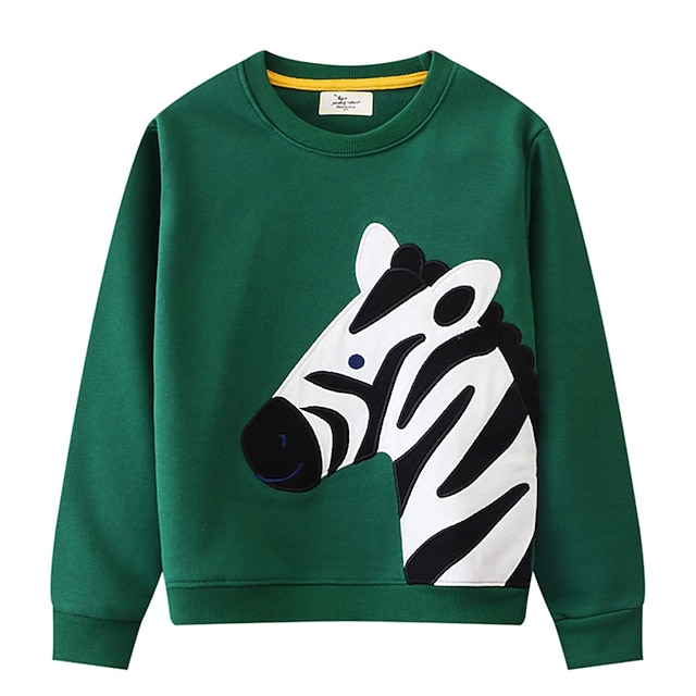  Toddler Boys Sweatshirt Pullover Animal Long Sleeve Crewneck Children Top Outdoor Cotton Sweatshirt Sports Fashion Daily Green Fall 3-7 Years