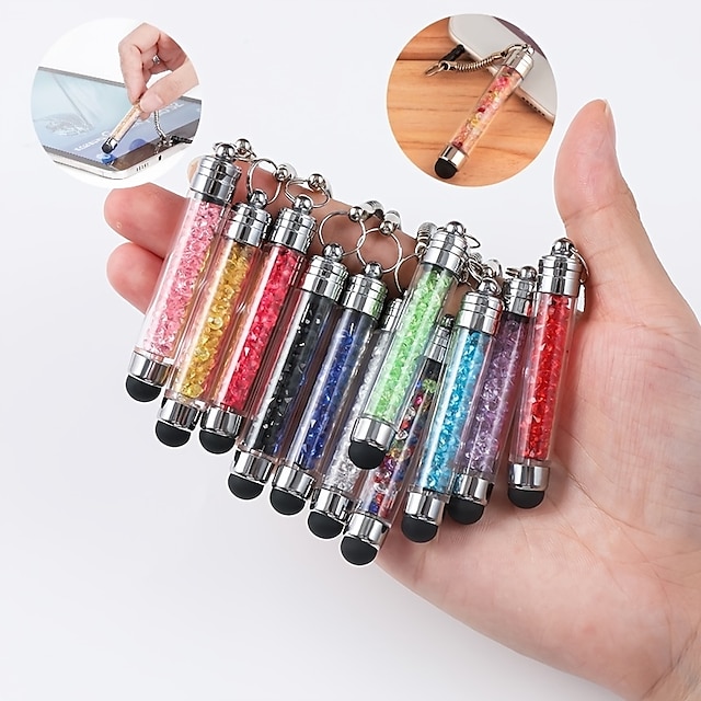  Crystal Capacitive Pen, Plastic Stylus Pen, Mobile Phone Tablet Stylus Pen, Mini Pendant Painting Pen, Universal Screen Touch