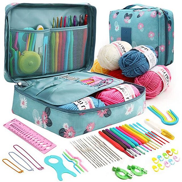 58PCS Crochet Kit Beginners Crochet Set with Crochet Yarn, Portable ...