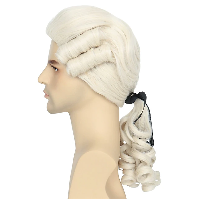 Powder Wig Colonial Wig Powdered Wig Men Blonde Wig Historical Carnival Costume ...