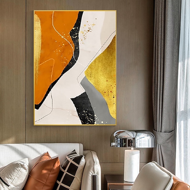  Wall Art Modern Abstract Bright Gold Block Graffiti Paintings Hand Painted Oil Painting On Canvas Textured Artwork Extra Large Wall Art For Living Room Home Decor  (No Frame)