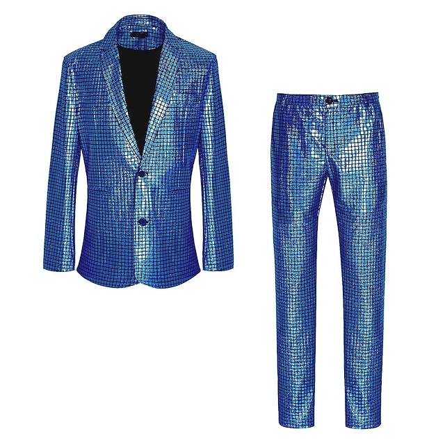  Disco 1980s Pants Outfits Suits & Blazers Lapel Collar Blazer Disco Men's Sequins Masquerade Performance Party Club Coat