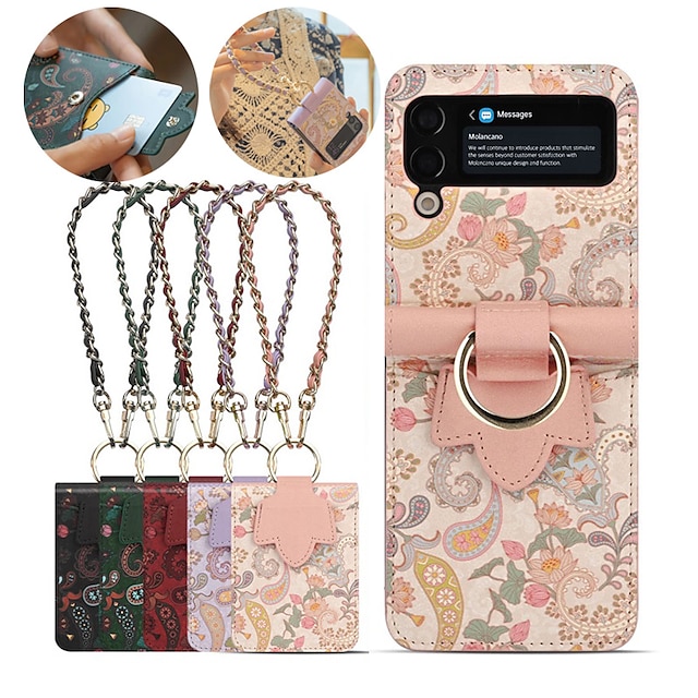  telefono Custodia Per Samsung Galaxy Capovolgi Z 6 Z Flip 5 Z Flip 4 Z Flip 3 Porta carte di credito Protettivo per tutto il corpo pelle sintetica
